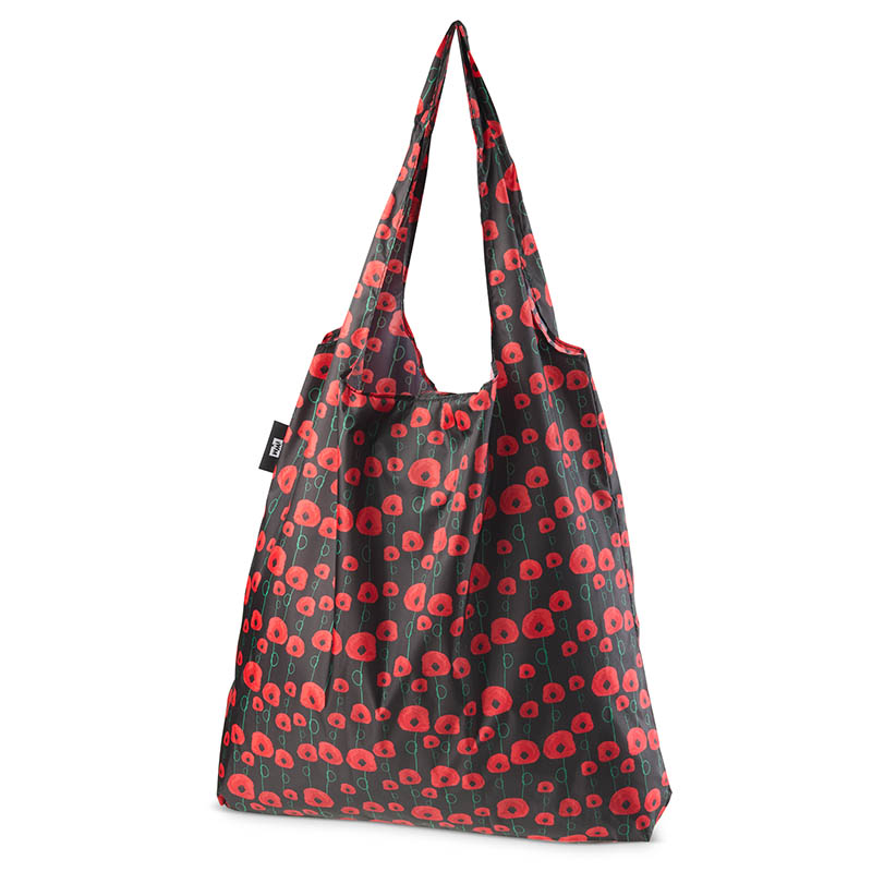 reverse side foldable bag shopper with remembrance day field